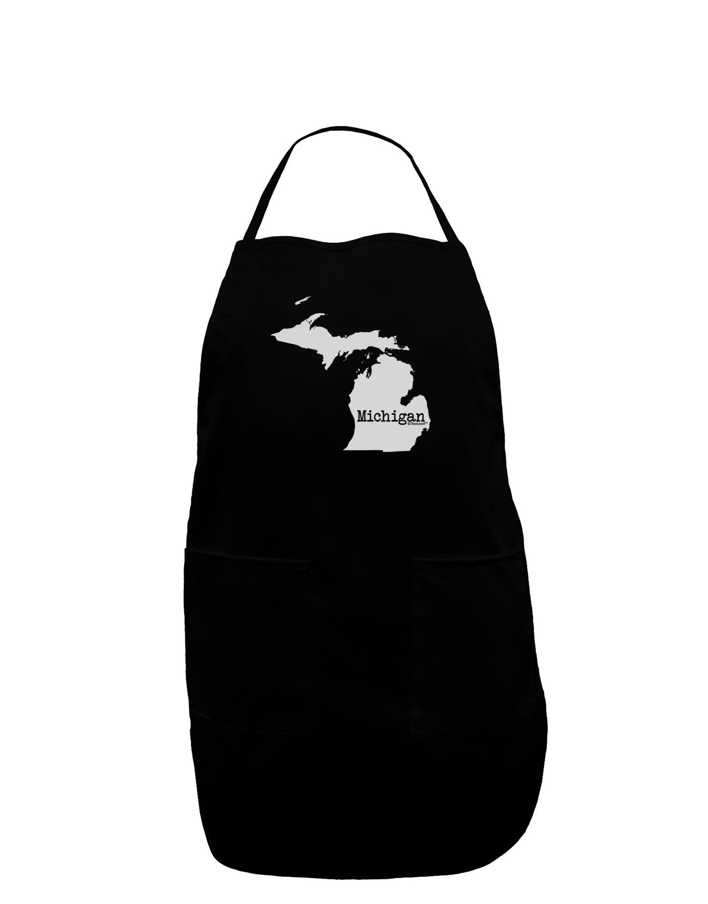 Michigan - United States Shape Dark Adult Apron-Bib Apron-TooLoud-Black-One-Size-Davson Sales