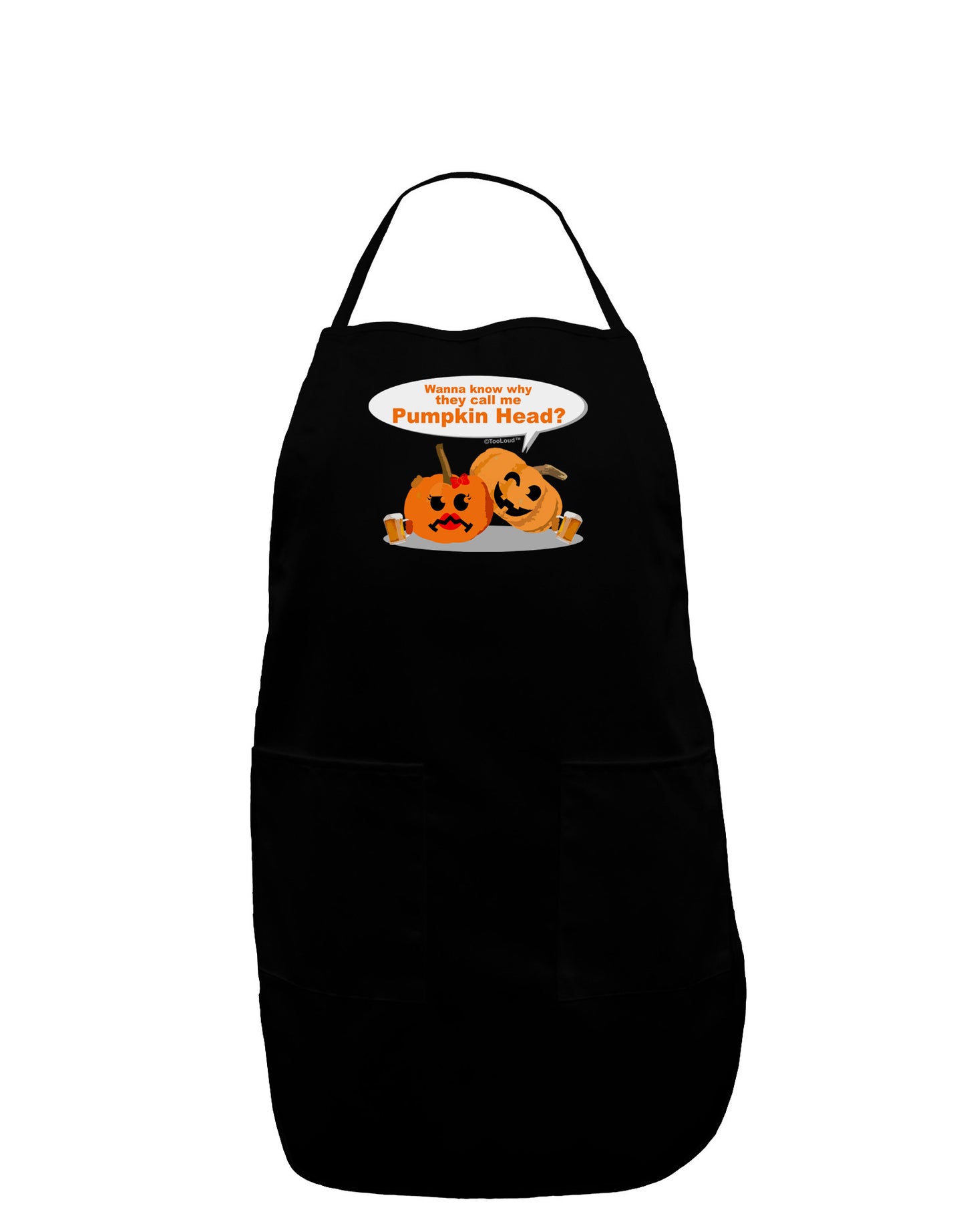 Pumpkin Head Dark Adult Apron-Bib Apron-TooLoud-Black-One-Size-Davson Sales