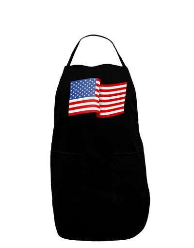 Patriotic Waving USA American Flag Dark Adult Apron-Bib Apron-TooLoud-Black-One-Size-Davson Sales