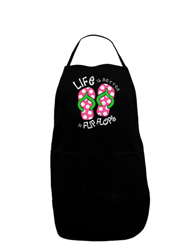 Life is Better in Flip Flops - Pink and Green Dark Adult Apron-Bib Apron-TooLoud-Black-One-Size-Davson Sales