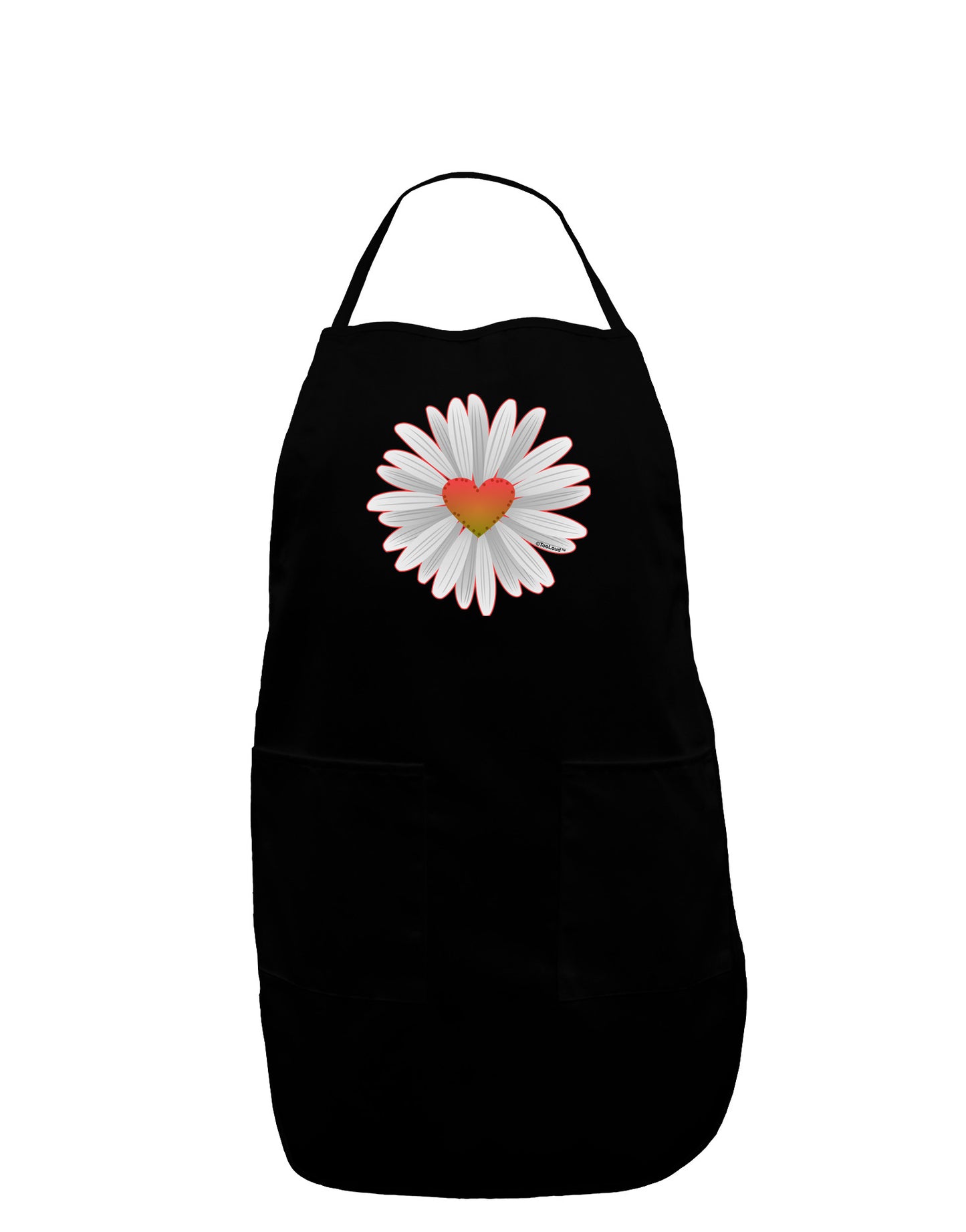 Pretty Daisy Heart Dark Adult Apron-Bib Apron-TooLoud-Black-One-Size-Davson Sales