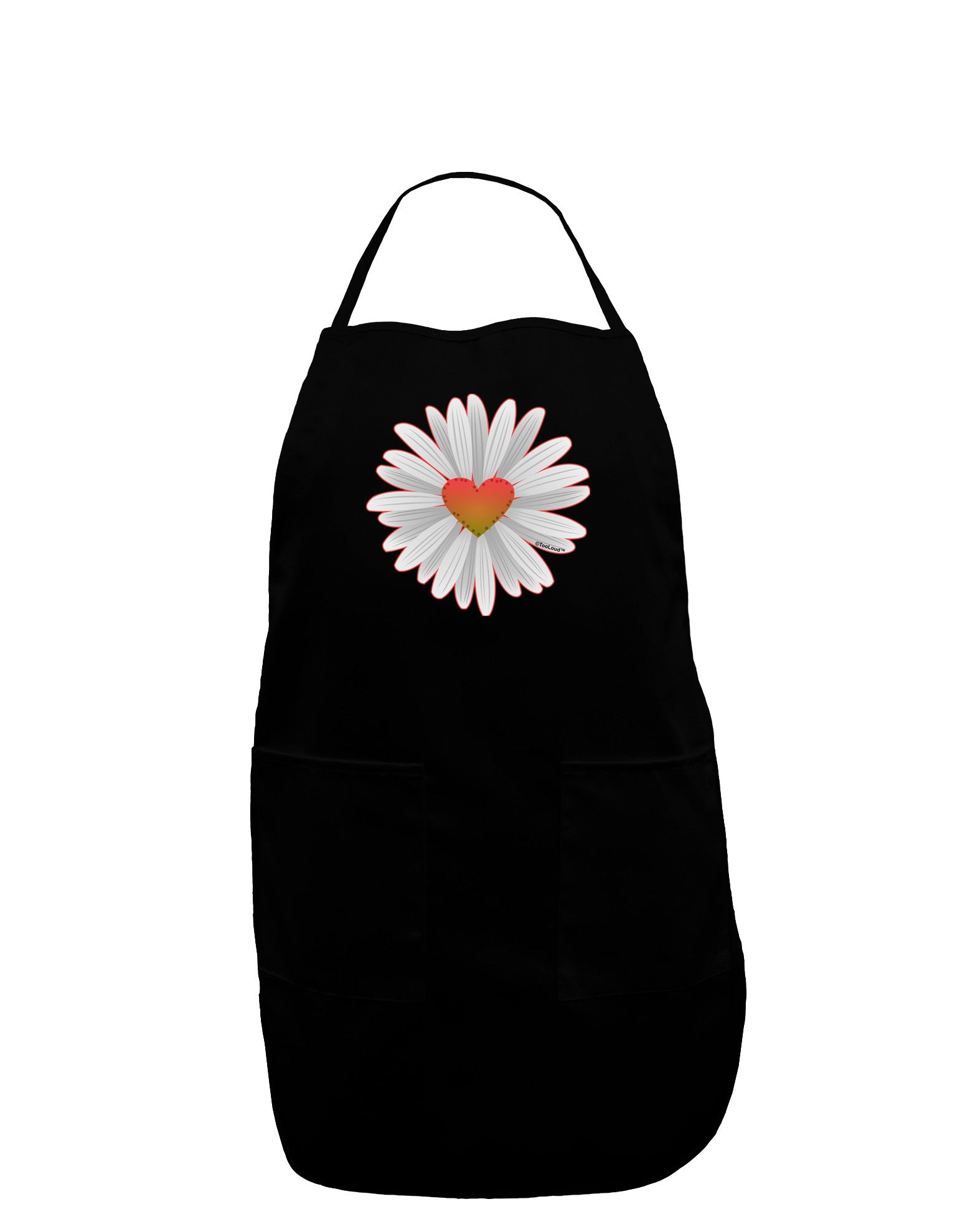 Pretty Daisy Heart Dark Adult Apron-Bib Apron-TooLoud-Black-One-Size-Davson Sales
