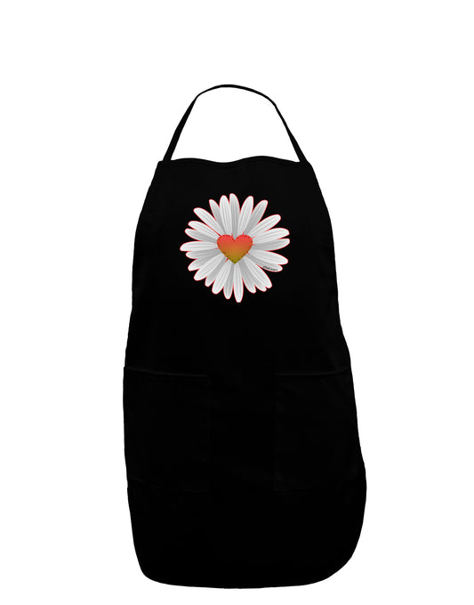 Pretty Daisy Heart Dark Adult Apron-Bib Apron-TooLoud-Black-One-Size-Davson Sales