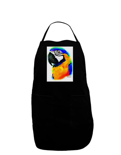 Brightly Colored Parrot Watercolor Dark Adult Apron-Bib Apron-TooLoud-Black-One-Size-Davson Sales