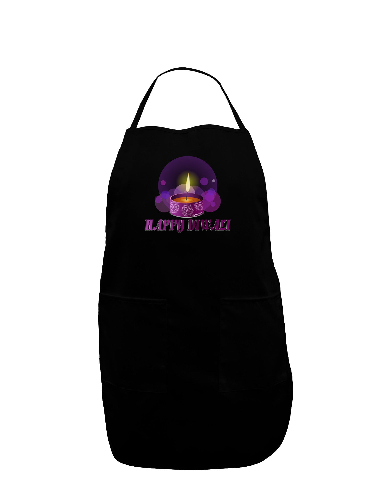 Happy Diwali Purple Candle Plus Size Dark Apron by TooLoud-Bib Apron-TooLoud-Black-Plus-Size-Davson Sales
