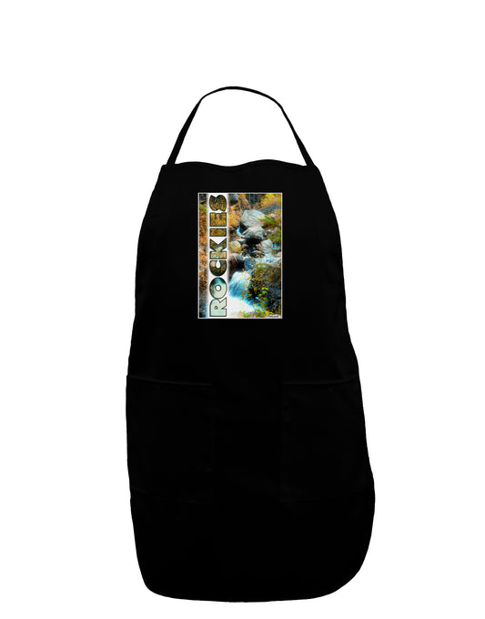 Rockies Waterfall with Text Dark Adult Apron-Bib Apron-TooLoud-Black-One-Size-Davson Sales