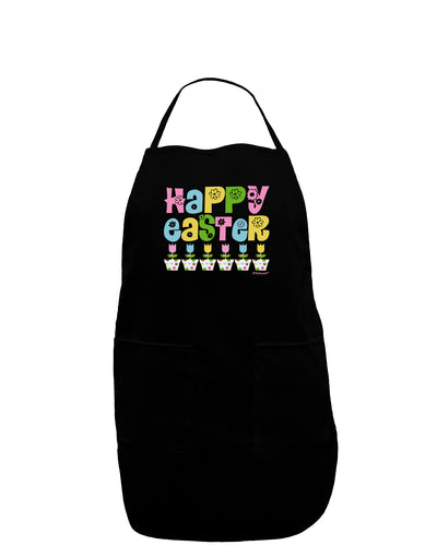 Happy Easter - Tulips Dark Adult Apron by TooLoud-Bib Apron-TooLoud-Black-One-Size-Davson Sales