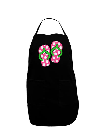 Cute Polka Dot Flip Flops - Pink and Green Dark Adult Apron-Bib Apron-TooLoud-Black-One-Size-Davson Sales