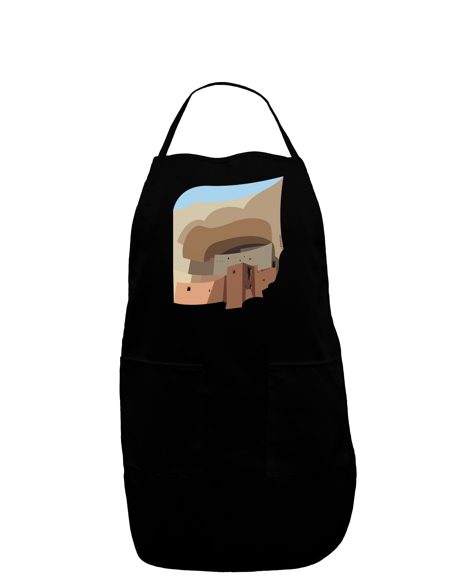 Montezuma Castle Artwork Dark Adult Apron-Bib Apron-TooLoud-Black-One-Size-Davson Sales