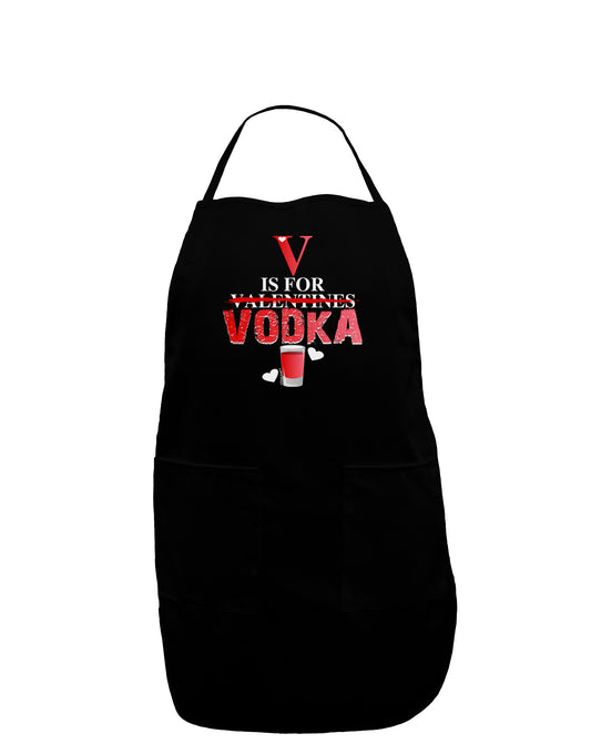 V Is For Vodka Dark Adult Apron-Bib Apron-TooLoud-Black-One-Size-Davson Sales