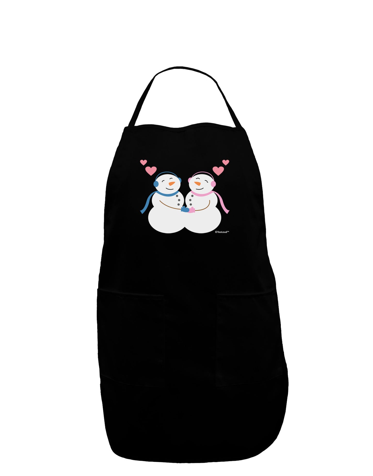 Cute Snowman and Snowwoman Couple Dark Adult Apron by TooLoud-Bib Apron-TooLoud-Black-One-Size-Davson Sales