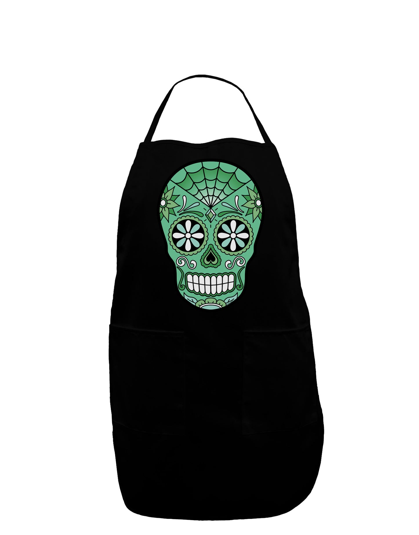 Version 5 Green Day of the Dead Calavera Dark Adult Apron-Bib Apron-TooLoud-Black-One-Size-Davson Sales