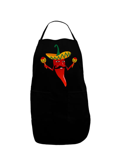 Red Hot Mexican Chili Pepper Dark Adult Apron-Bib Apron-TooLoud-Black-One-Size-Davson Sales