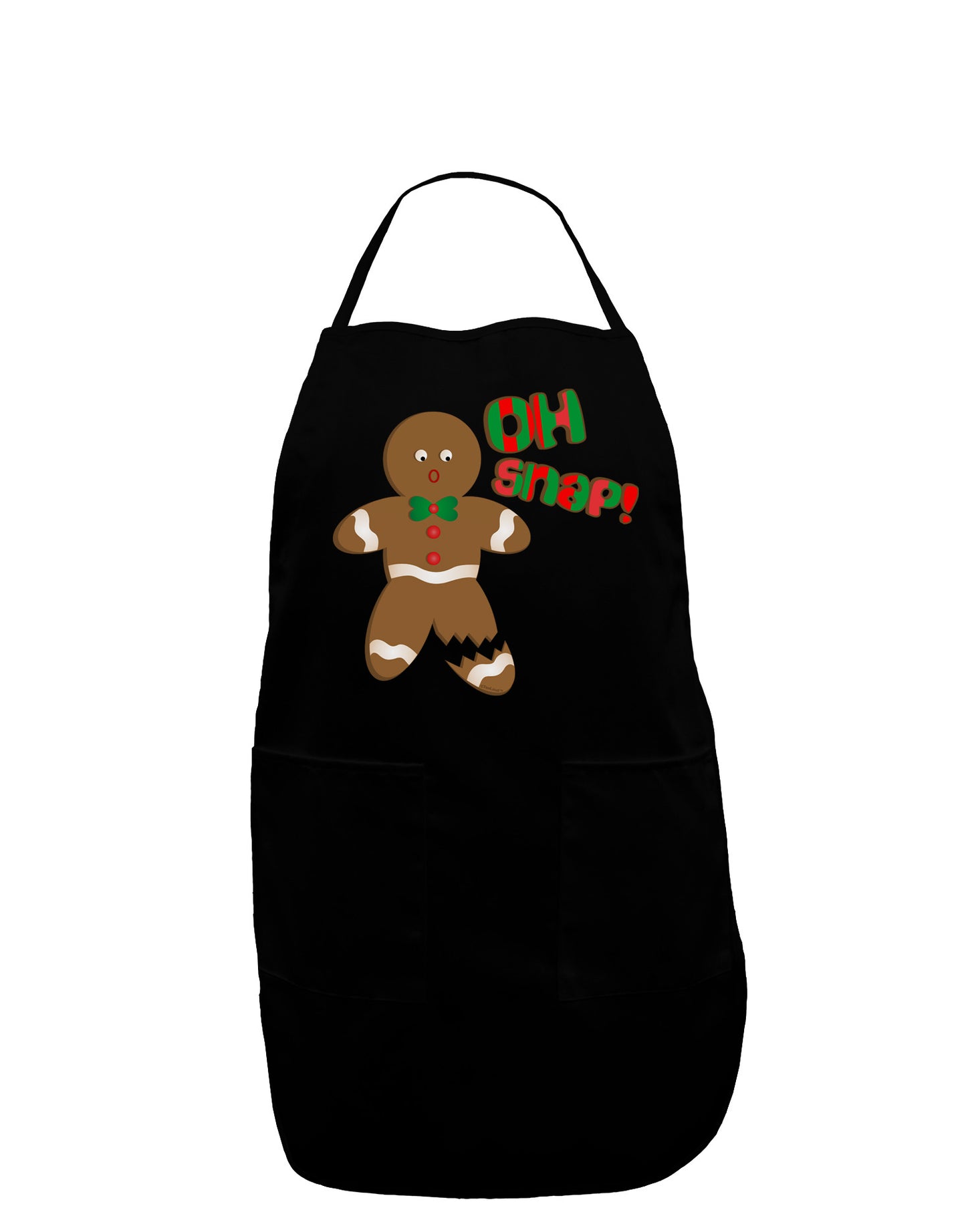 Oh Snap Gingerbread Man Christmas Dark Adult Apron-Bib Apron-TooLoud-Black-One-Size-Davson Sales