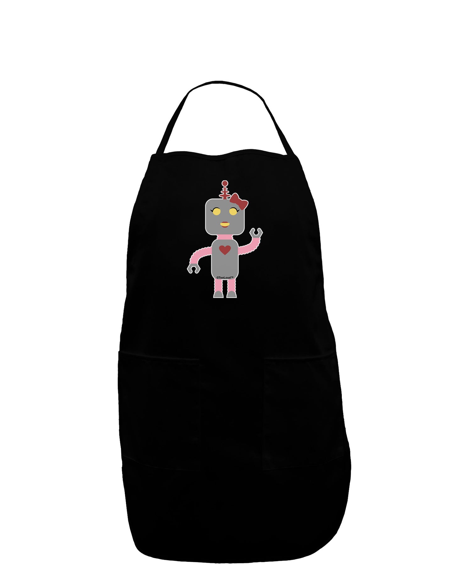 Cute Robot Female Plus Size Apron-Bib Apron-TooLoud-Black-Plus-Size-Davson Sales