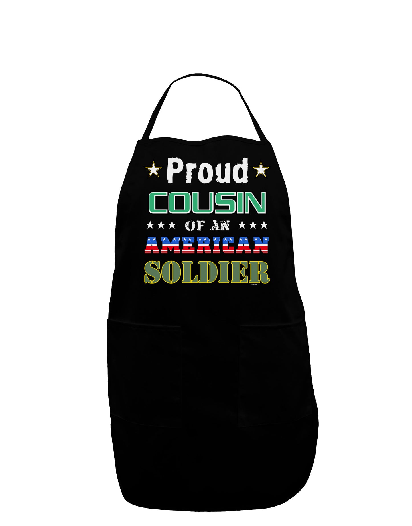 Proud Cousin of an American Soldier Dark Adult Apron-Bib Apron-TooLoud-Black-One-Size-Davson Sales