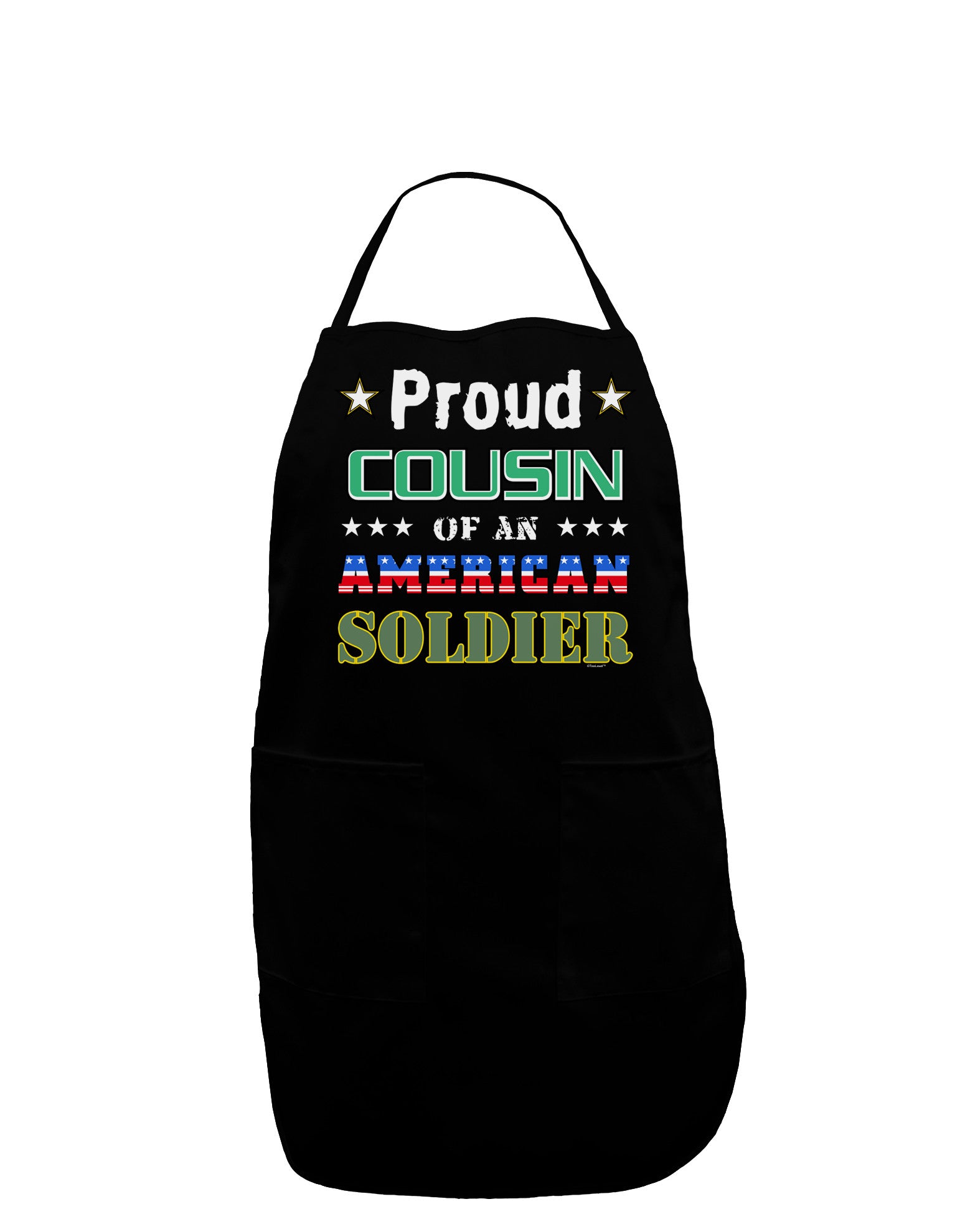 Proud Cousin of an American Soldier Dark Adult Apron-Bib Apron-TooLoud-Black-One-Size-Davson Sales