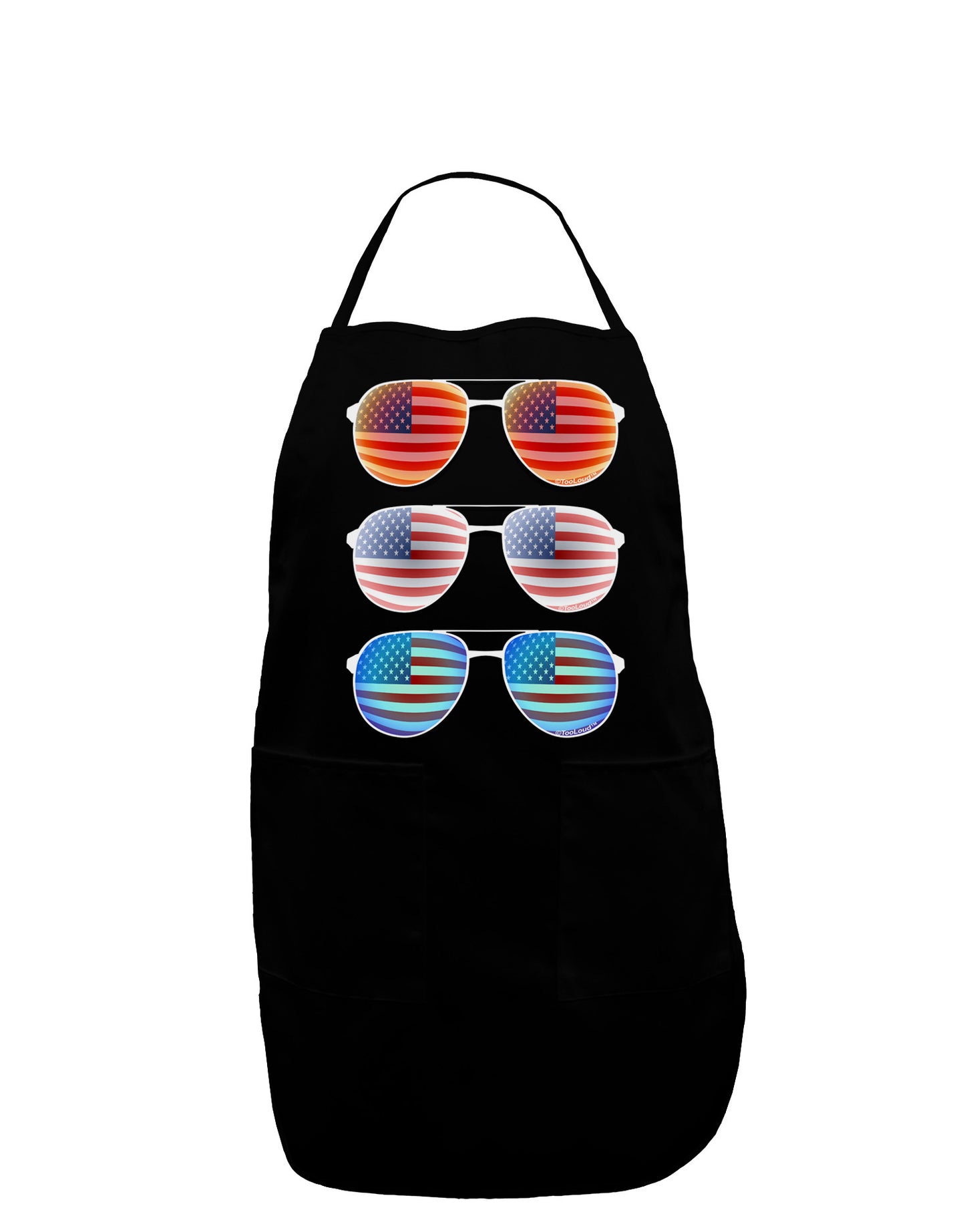 Red White and Blue USA Flag Aviators Dark Adult Apron-Bib Apron-TooLoud-Black-One-Size-Davson Sales