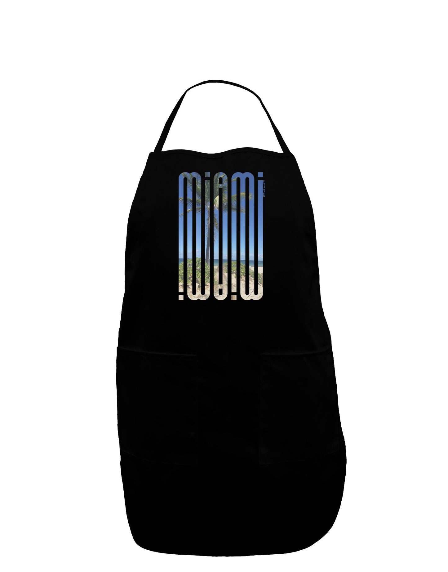 Miami Beach View Mirage Dark Adult Apron-Bib Apron-TooLoud-Black-One-Size-Davson Sales