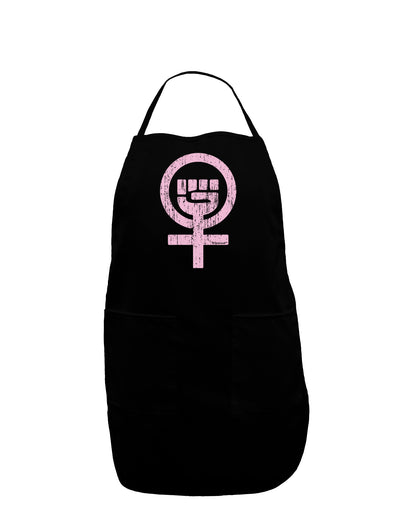 Pink Distressed Feminism Symbol Dark Adult Apron-Bib Apron-TooLoud-Black-One-Size-Davson Sales