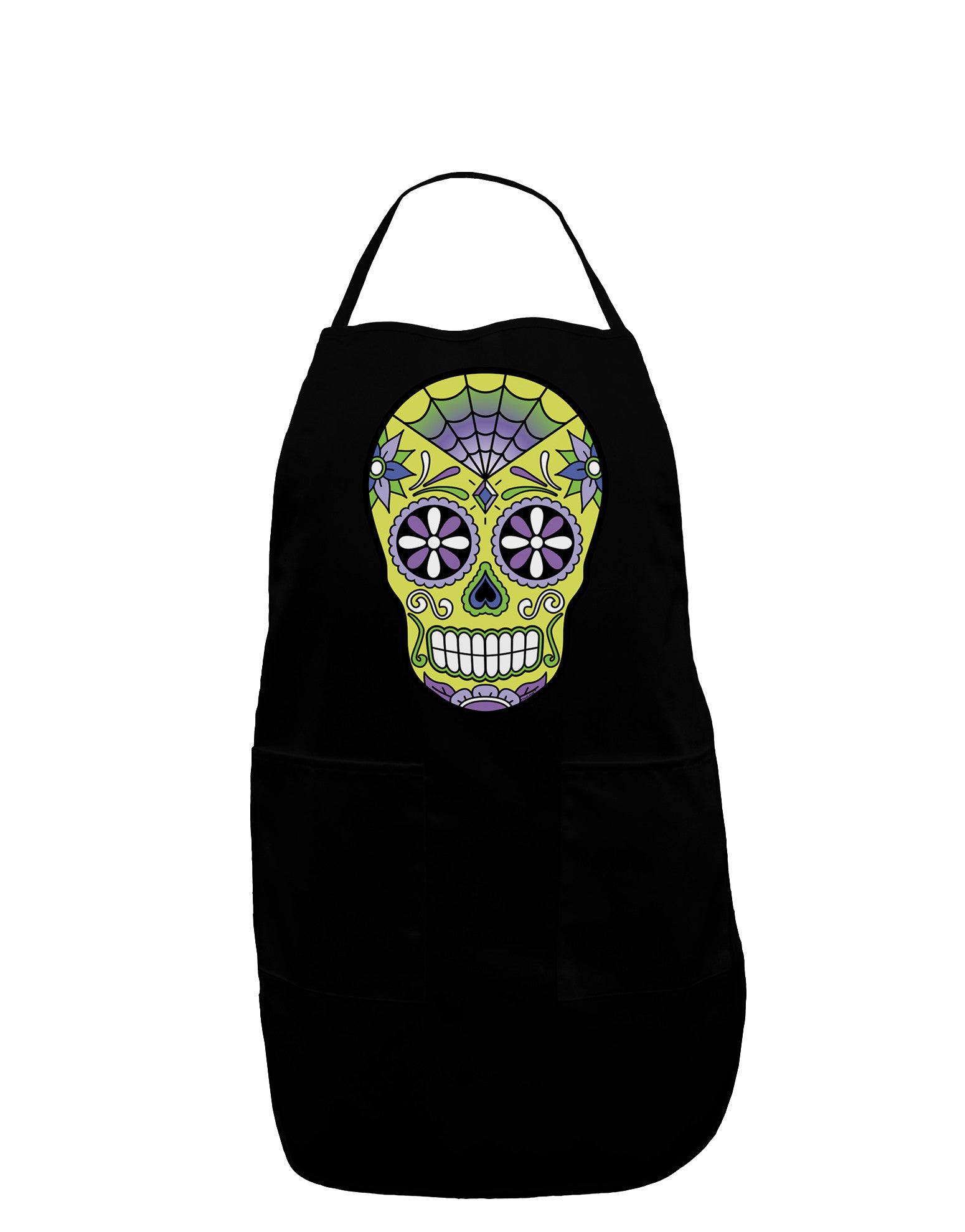 Version 7 Poison Day of the Dead Calavera Dark Adult Apron-Bib Apron-TooLoud-Black-One-Size-Davson Sales