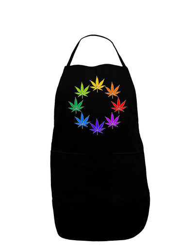 Rainbow Pot - Marijuana Leaf Dark Adult Apron-Bib Apron-TooLoud-Black-One-Size-Davson Sales