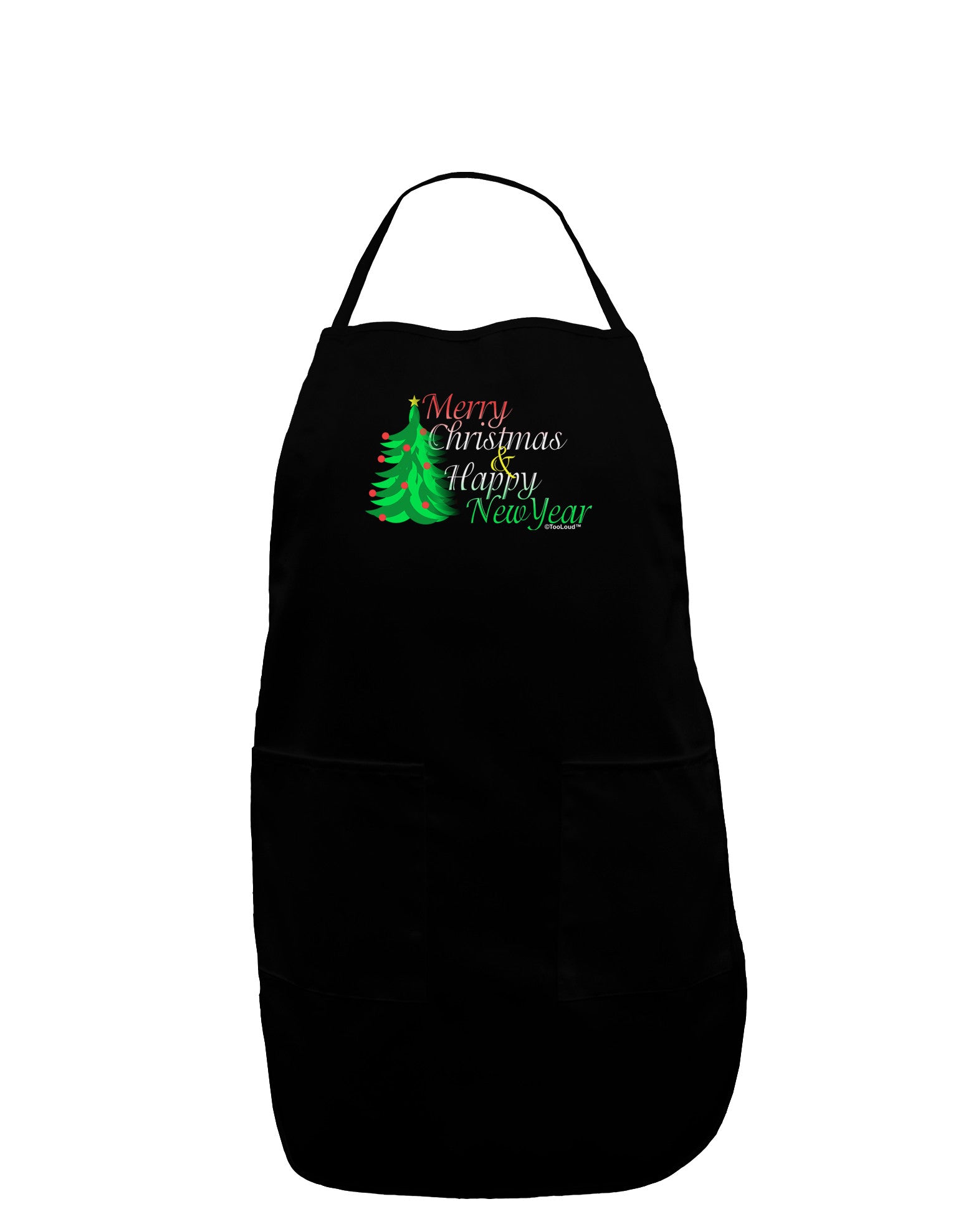 Merry Christmas & Happy New Year Dark Adult Apron-Bib Apron-TooLoud-Black-One-Size-Davson Sales