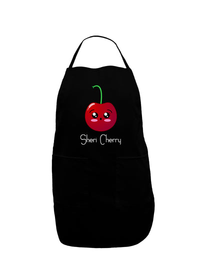 Sheri Cherry Text Dark Adult Apron-Bib Apron-TooLoud-Black-One-Size-Davson Sales