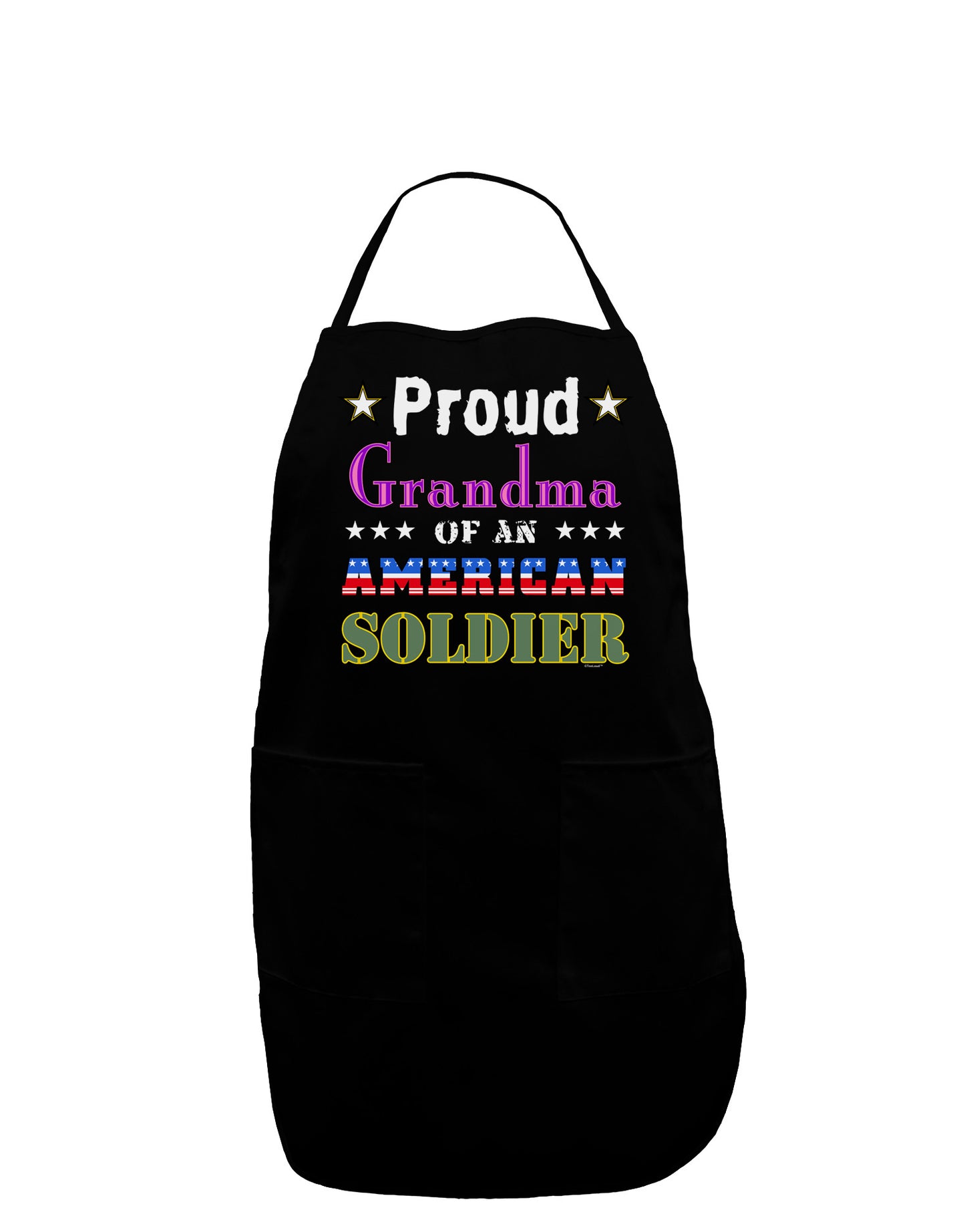 Proud Grandma of an American Soldier Dark Adult Apron-Bib Apron-TooLoud-Black-One-Size-Davson Sales