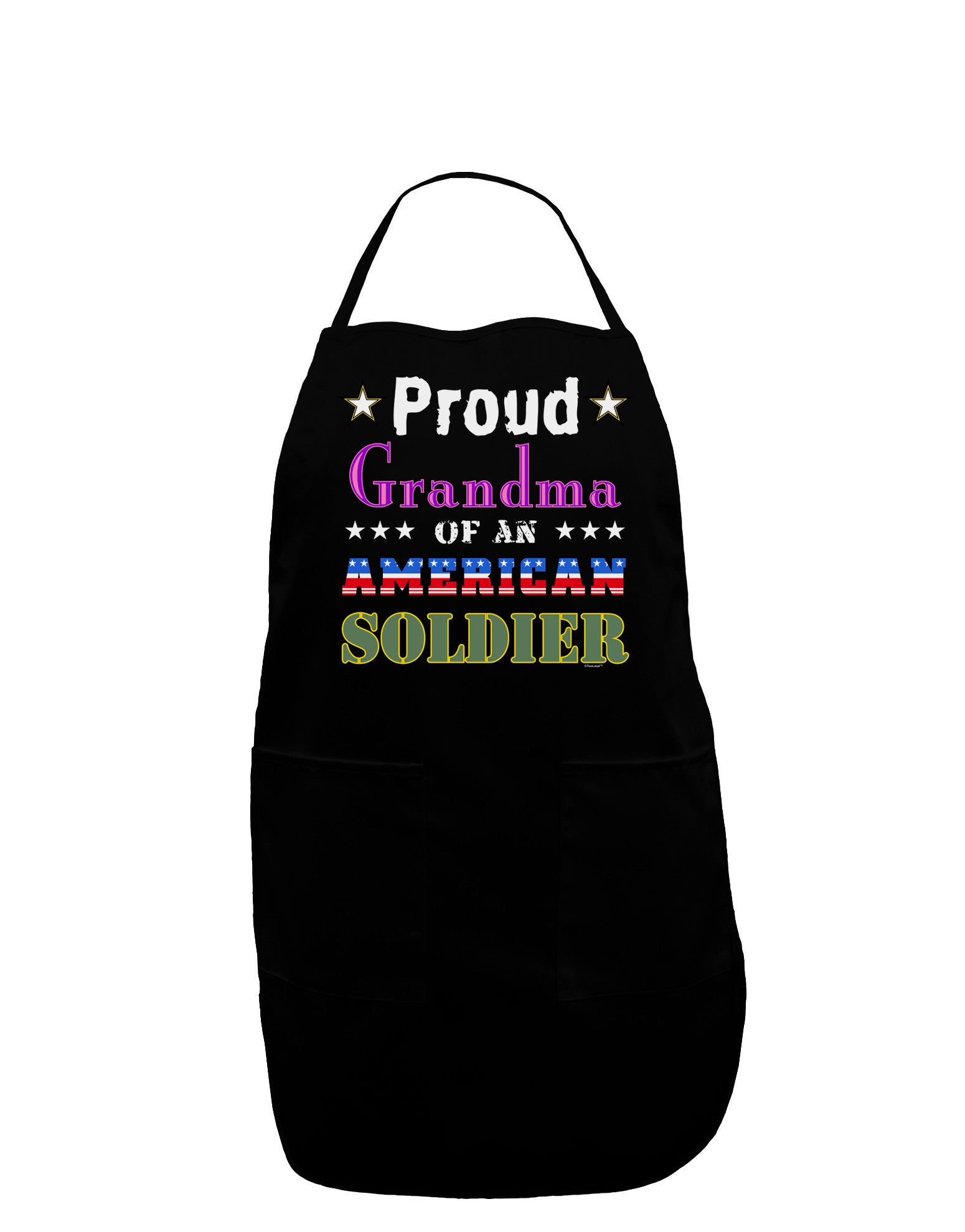 Proud Grandma of an American Soldier Dark Adult Apron-Bib Apron-TooLoud-Black-One-Size-Davson Sales