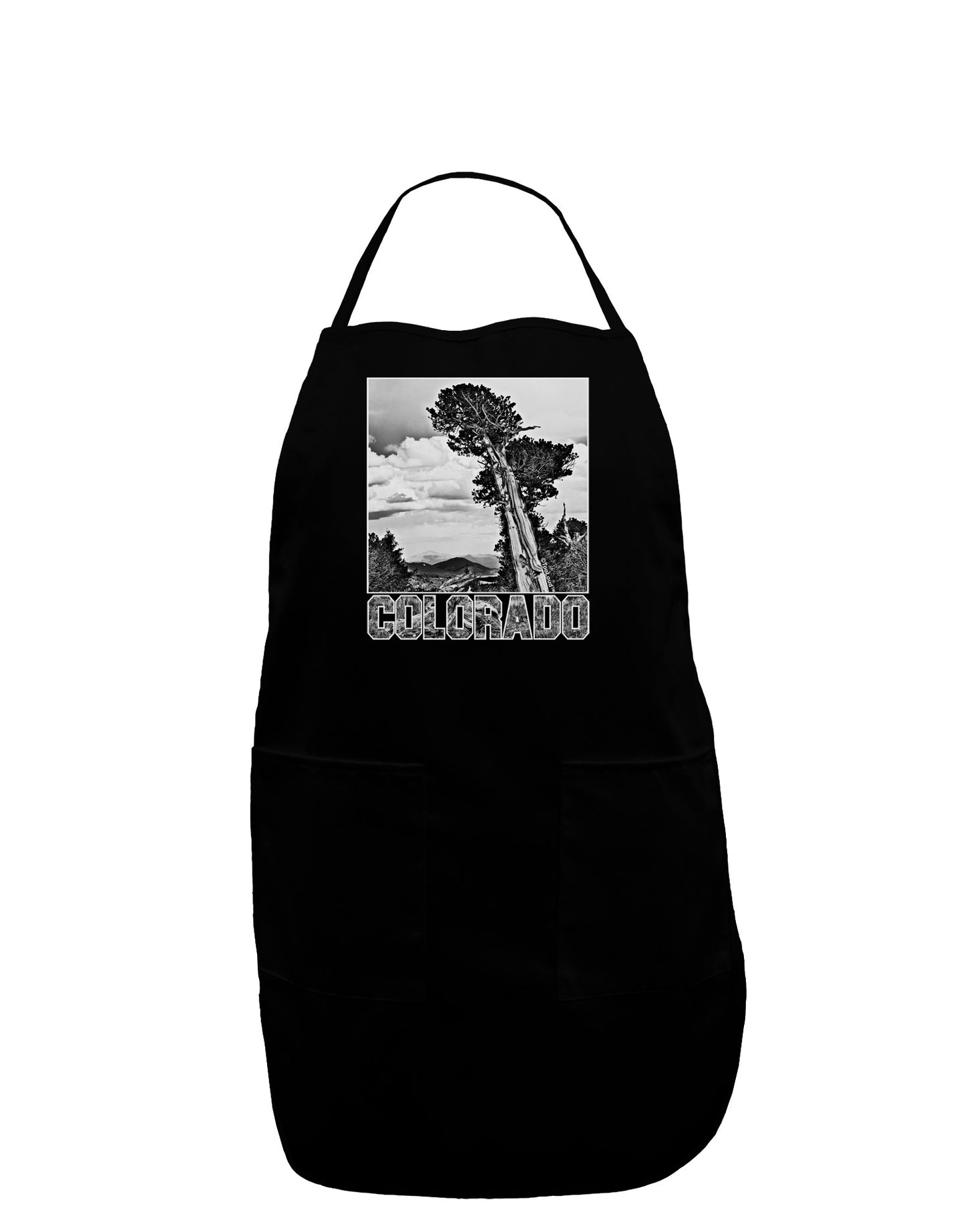 Colorado Landscape Text BW Plus Size Apron-Bib Apron-TooLoud-Black-Plus-Size-Davson Sales