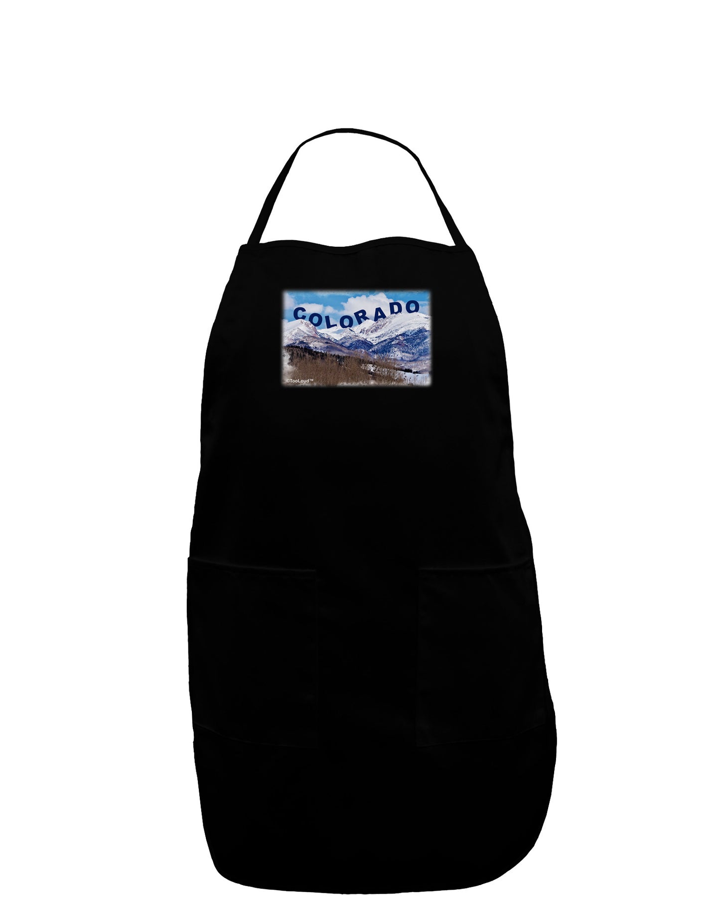 Pikes Peak Text Dark Adult Apron-Bib Apron-TooLoud-Black-One-Size-Davson Sales