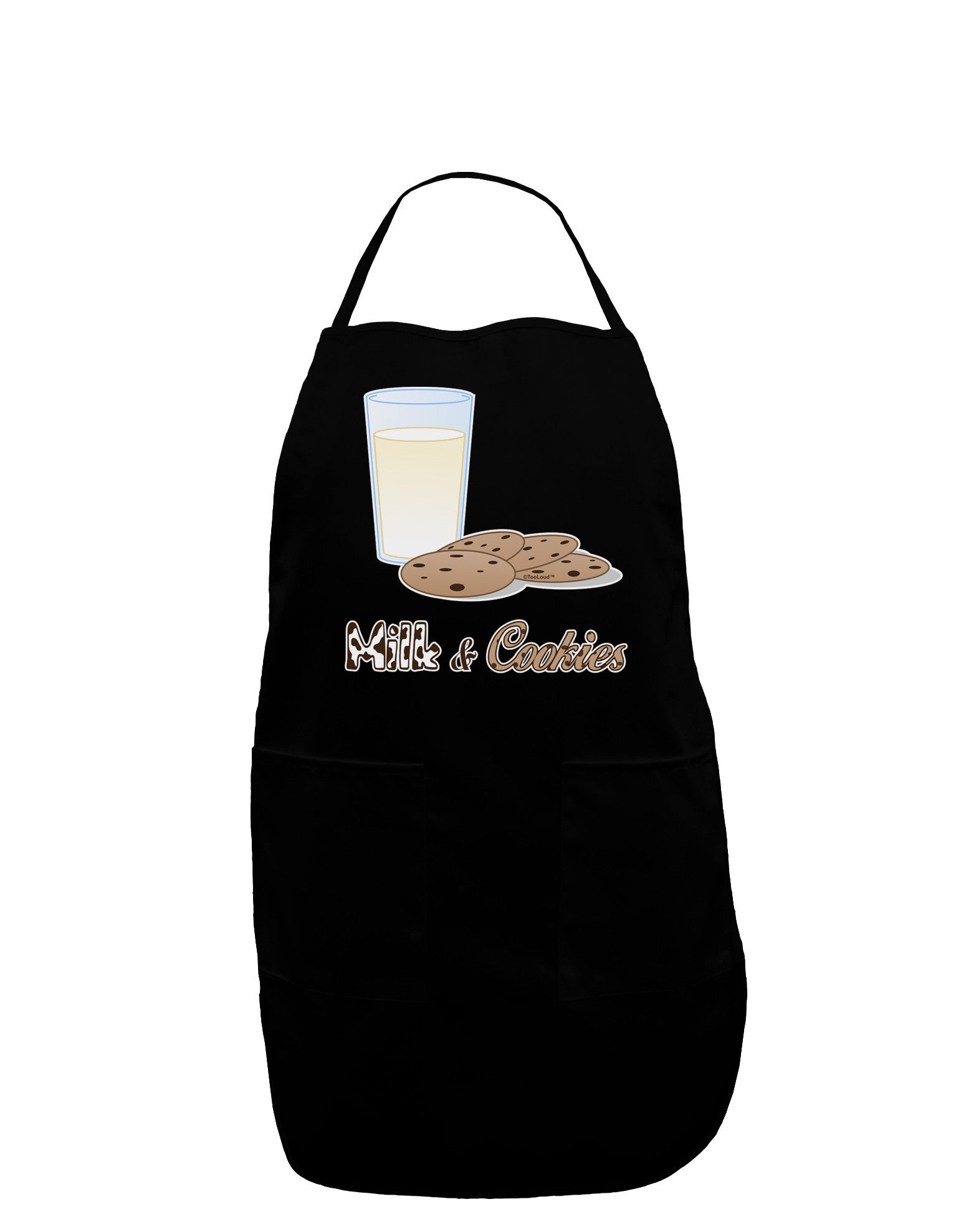 Milk and Cookies Design Text Dark Adult Apron-Bib Apron-TooLoud-Black-One-Size-Davson Sales