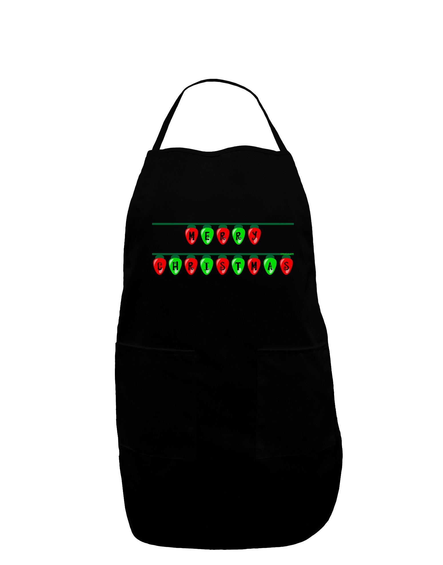 Merry Christmas Lights Red and Green Dark Adult Apron-Bib Apron-TooLoud-Black-One-Size-Davson Sales