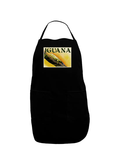 Iguana Watercolor Text Dark Adult Apron-Bib Apron-TooLoud-Black-One-Size-Davson Sales