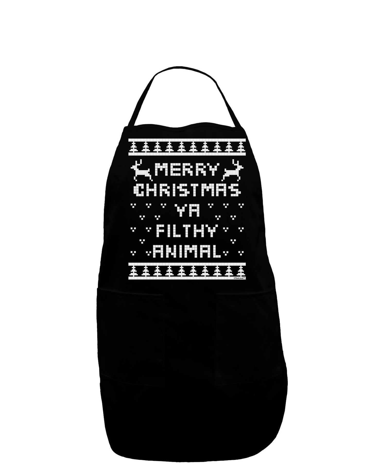 Merry Christmas Ya Filthy Animal Christmas Sweater Dark Adult Apron-Bib Apron-TooLoud-Black-One-Size-Davson Sales