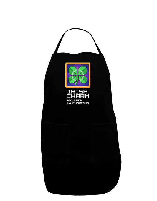 Pixel Irish Charm Item Dark Adult Apron-Bib Apron-TooLoud-Black-One-Size-Davson Sales