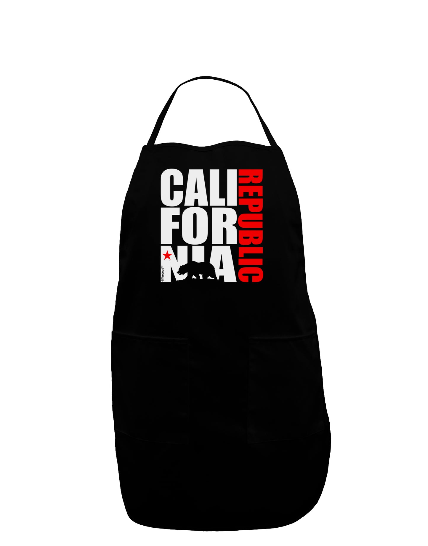 California Republic Design - California Red Star and Bear Dark Adult Apron by TooLoud-Bib Apron-TooLoud-Black-One-Size-Davson Sales