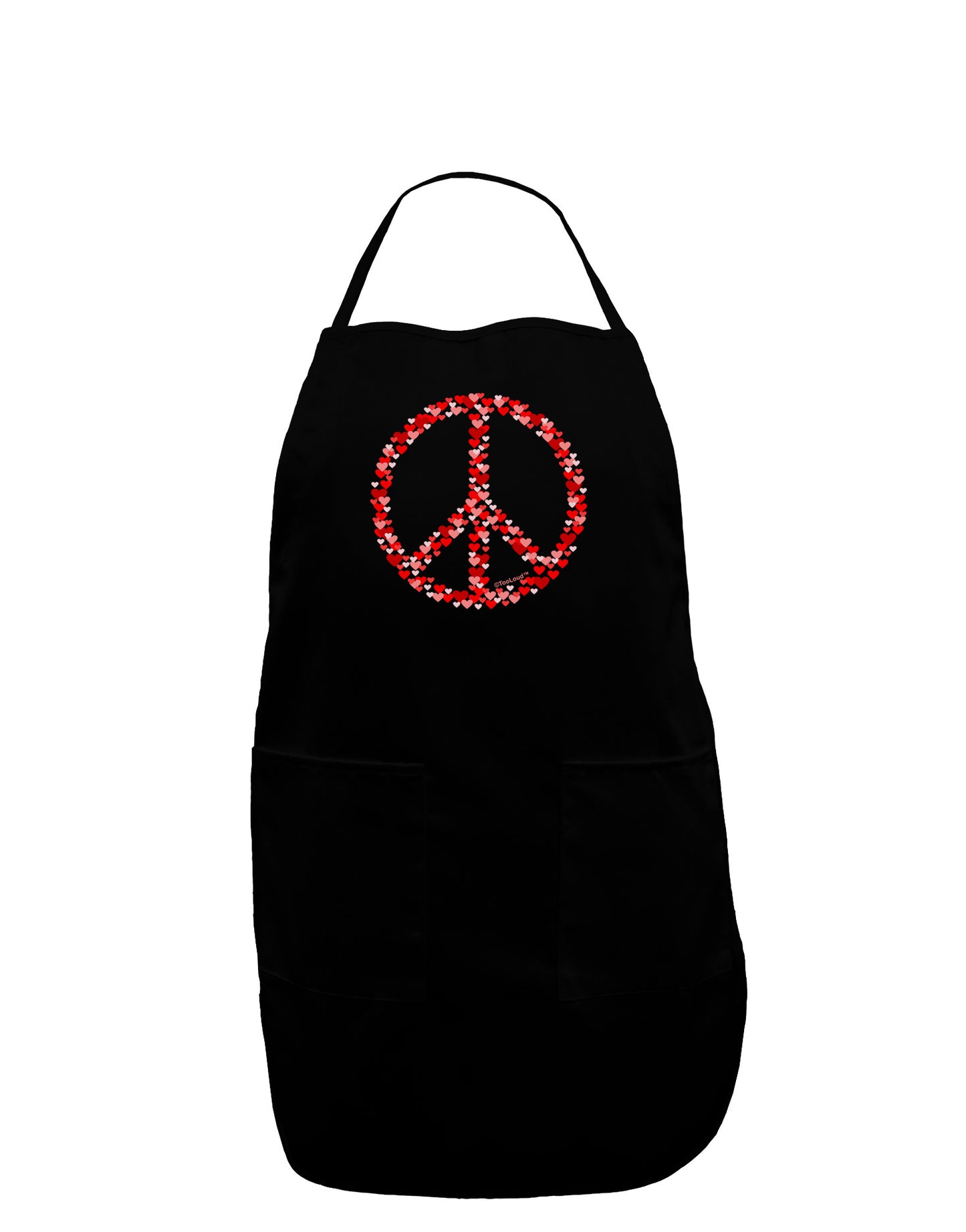 Peace Sign Hearts Red Dark Adult Apron-Bib Apron-TooLoud-Black-One-Size-Davson Sales