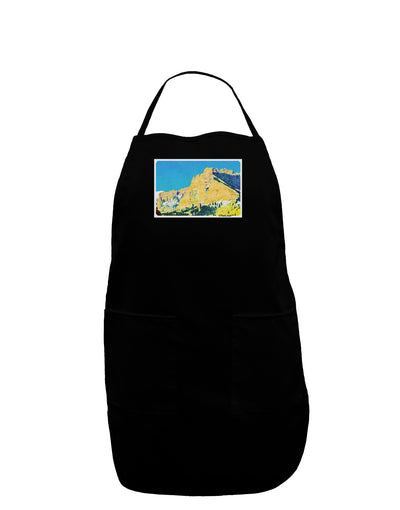 Colorado Snowy Mtns WaterColor Dark Adult Apron-Bib Apron-TooLoud-Black-One-Size-Davson Sales