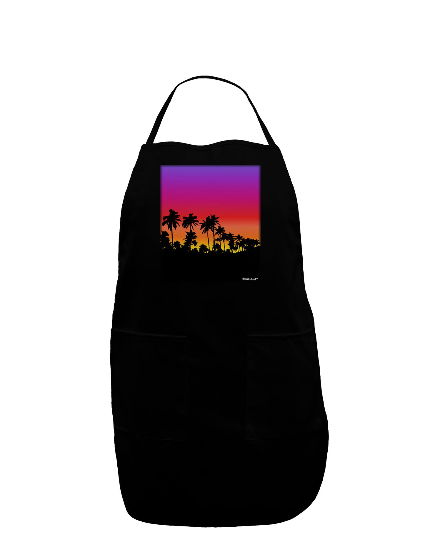 Palm Trees and Sunset Design Dark Adult Apron by TooLoud-Bib Apron-TooLoud-Black-One-Size-Davson Sales