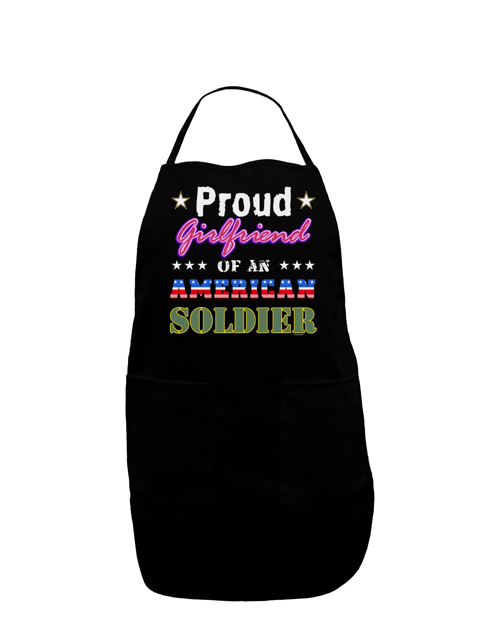 Proud Girlfriend of an American Soldier Dark Adult Apron-Bib Apron-TooLoud-Black-One-Size-Davson Sales