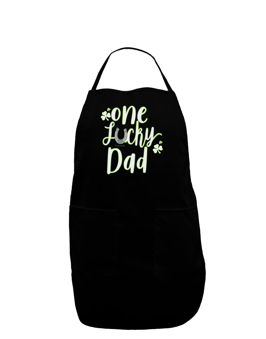 One Lucky Dad Shamrock Plus Size Dark Apron-Bib Apron-TooLoud-Black-Plus-Size-Davson Sales