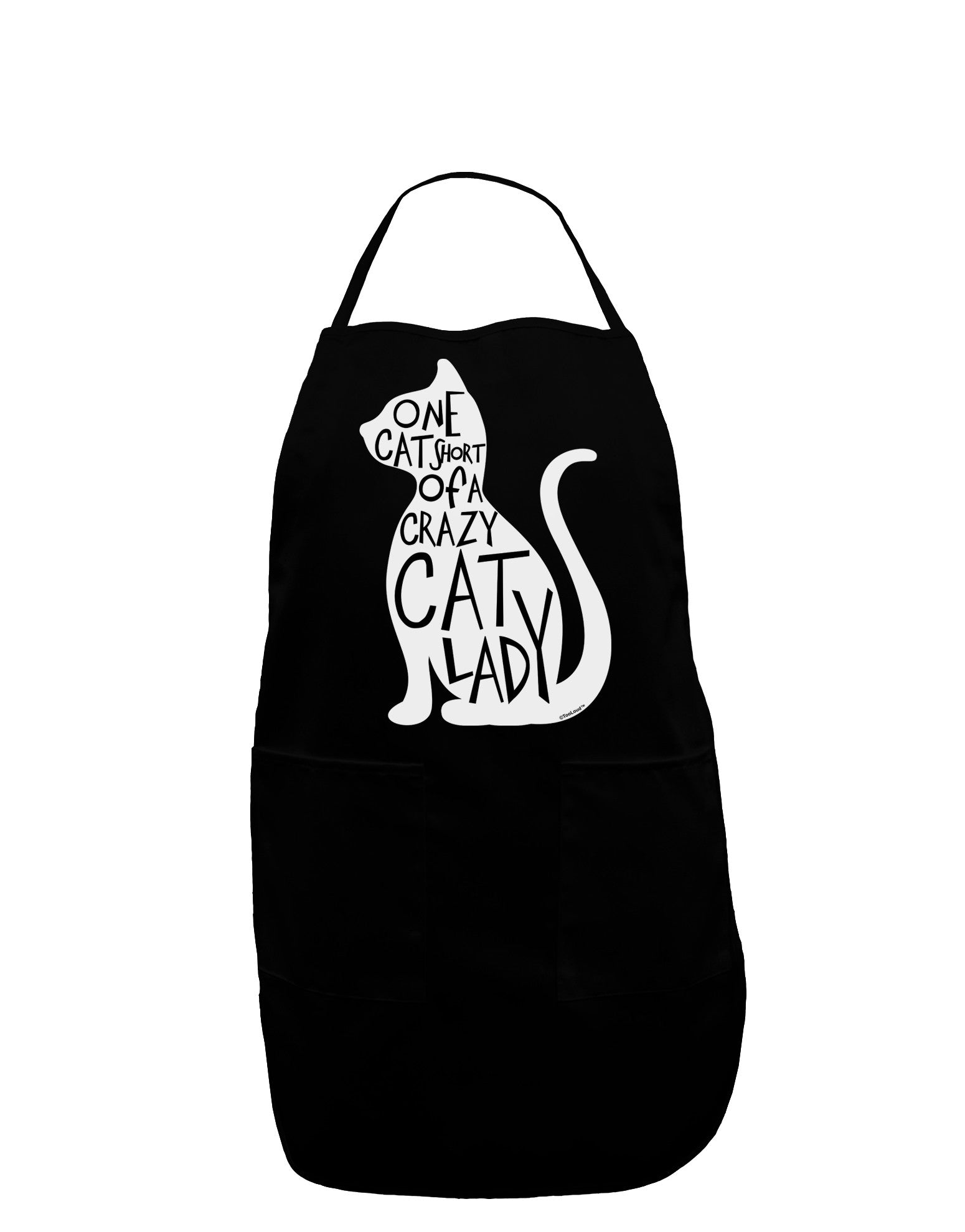 One Cat Short Of A Crazy Cat Lady Dark Adult Apron-Bib Apron-TooLoud-Black-One-Size-Davson Sales