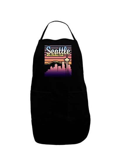 Seattle Washington Sunset Dark Adult Apron-Bib Apron-TooLoud-Black-One-Size-Davson Sales