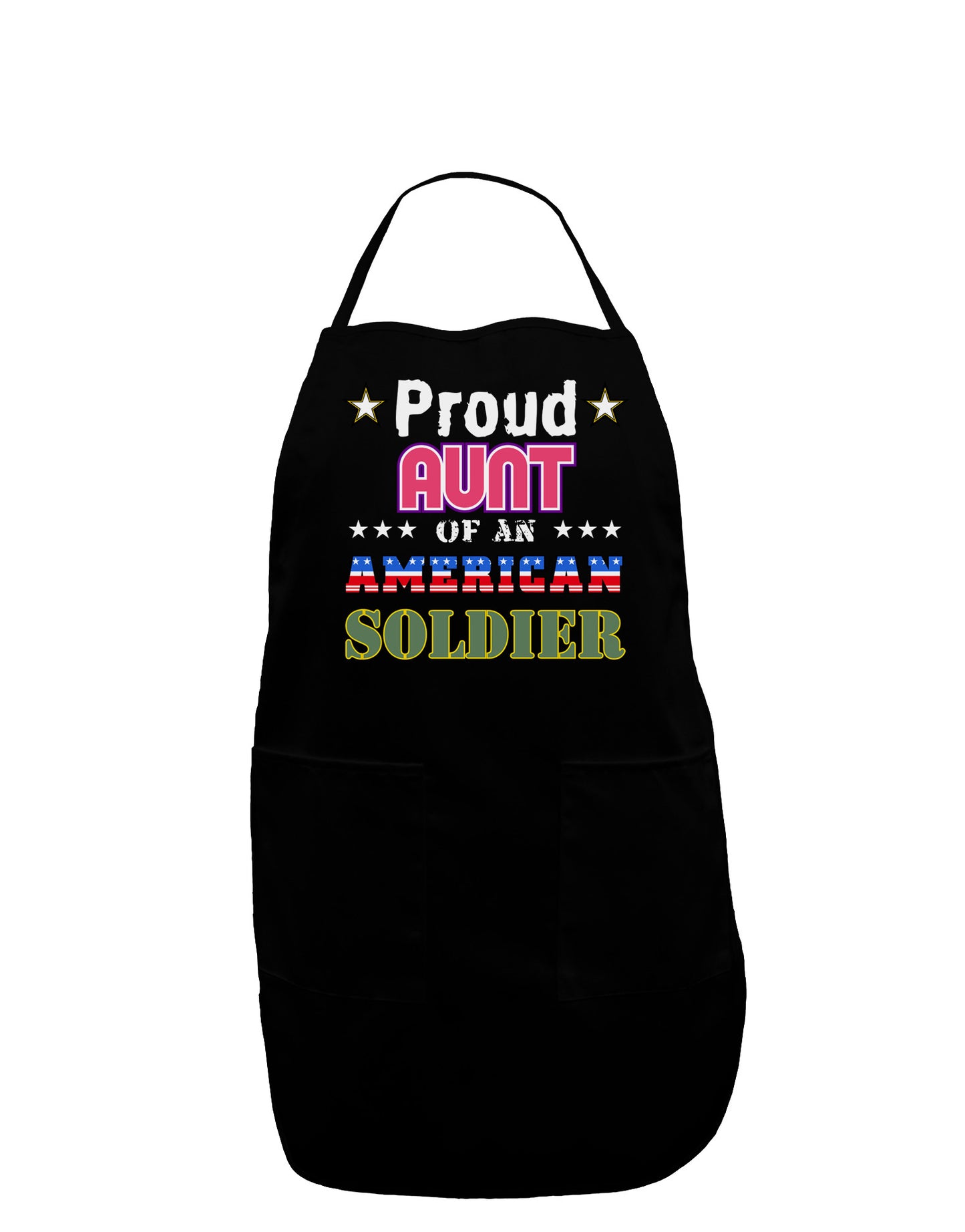 Proud Aunt of an American Soldier Dark Adult Apron-Bib Apron-TooLoud-Black-One-Size-Davson Sales