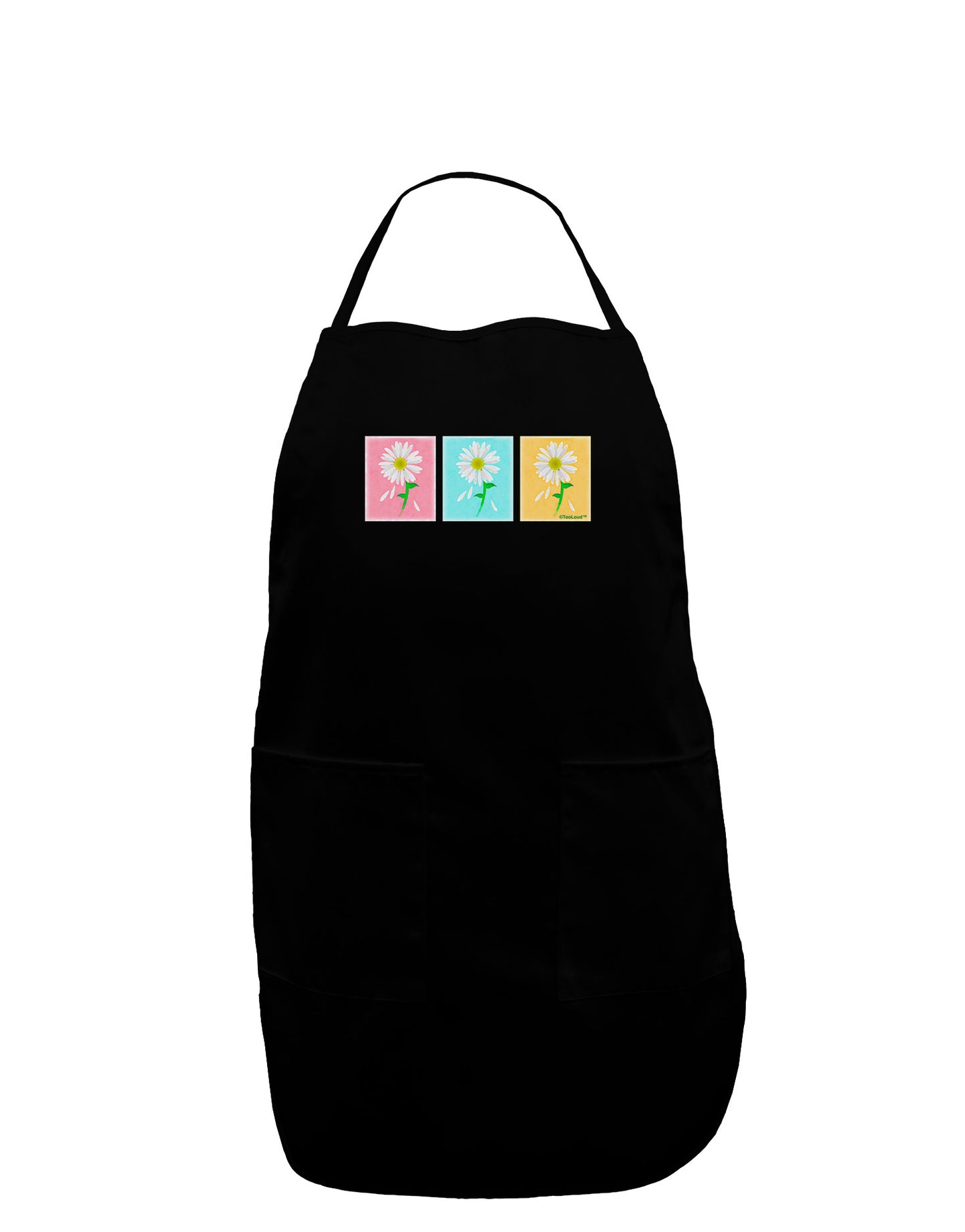 Pretty Daisies Watercolor Dark Adult Apron-Bib Apron-TooLoud-Black-One-Size-Davson Sales