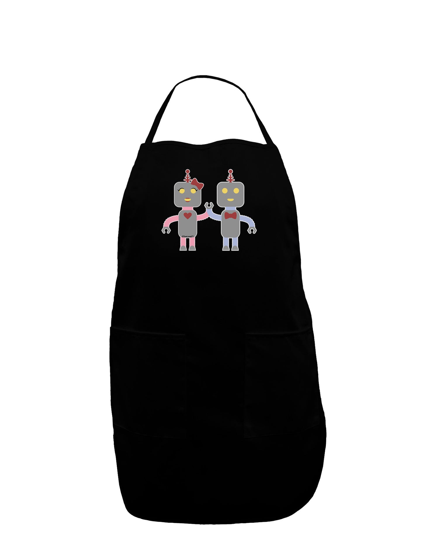 Cute Robot Love Plus Size Apron-Bib Apron-TooLoud-Black-Plus-Size-Davson Sales