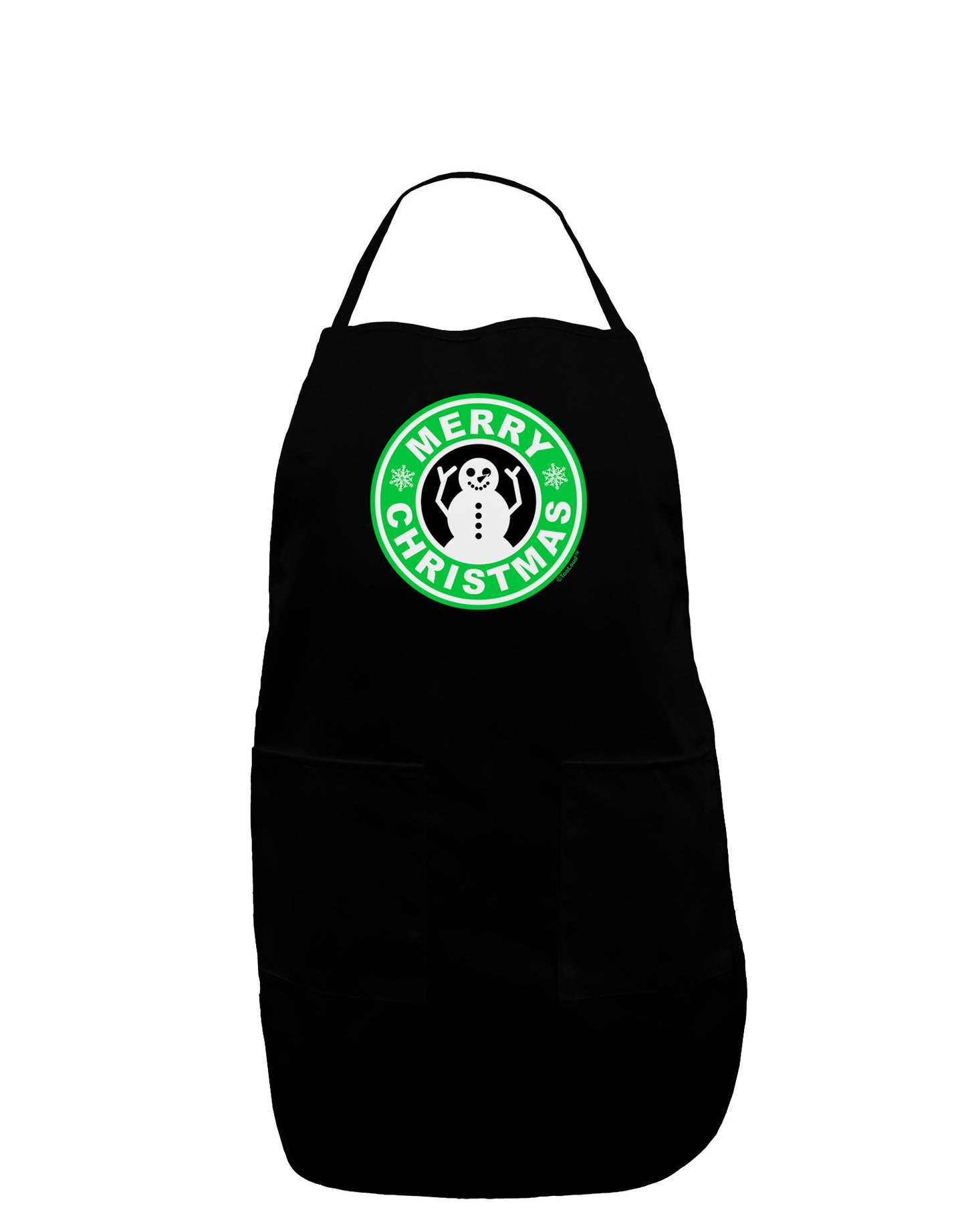 Merry Christmas Latte Logo Dark Adult Apron-Bib Apron-TooLoud-Black-One-Size-Davson Sales