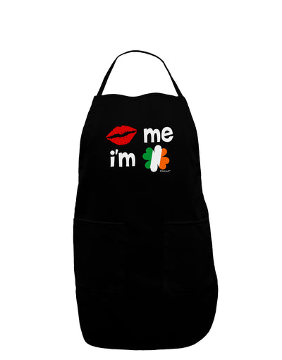 Kiss and Irish Flag Shamrock - Kiss Me I'm Irish Dark Adult Apron by TooLoud-Bib Apron-TooLoud-Black-One-Size-Davson Sales